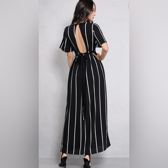 Black and White Striped Jumpsuit with Shorts (Size M) - Picture 2 of 7